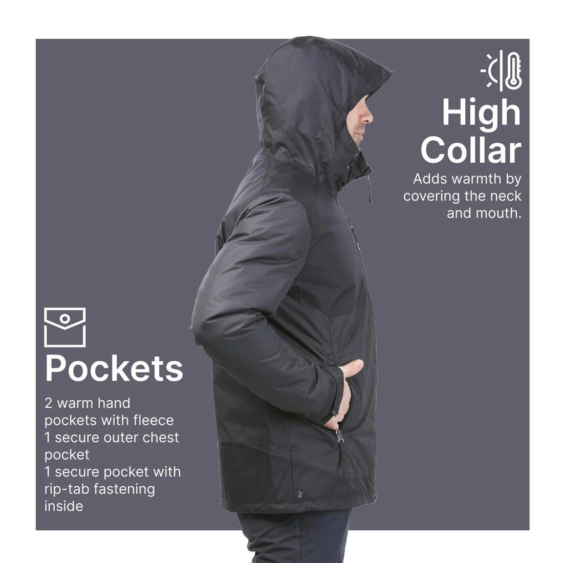 Abrigo de tejido polar impermeable para senderismo para hombre SH500 -10 °C - Image 15