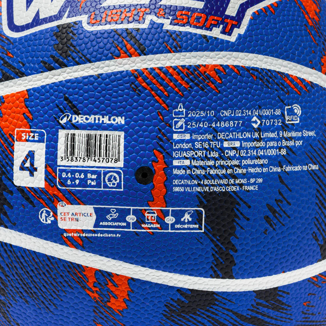 Balón de basquetbol talla 4 Niño - K500 azul naranja - Image 6