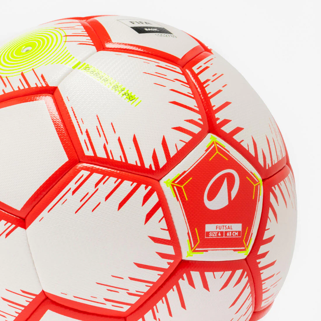 Balón de fútbol sala híbrido talla 4, rojo flúo y blanco - Image 3
