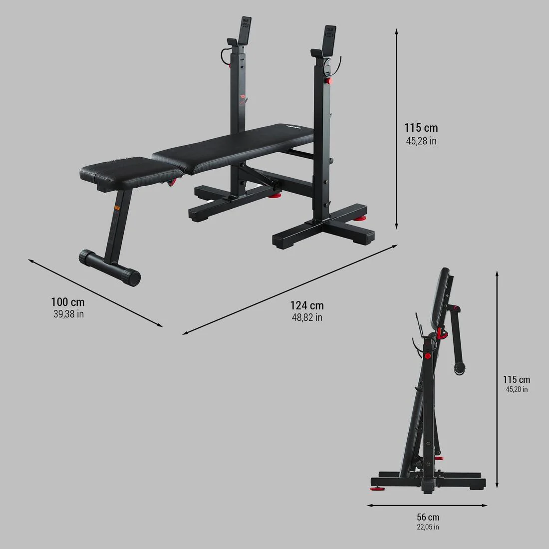 Banco de musculación para press de pecho plegable y reclinable - Image 3
