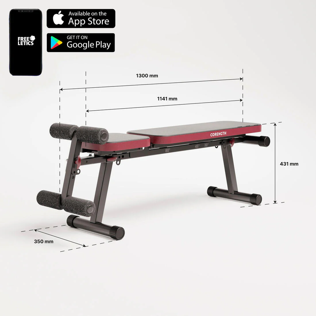 Banco de musculación plegable e inclinable para abdominales 500 Fold - Image 2