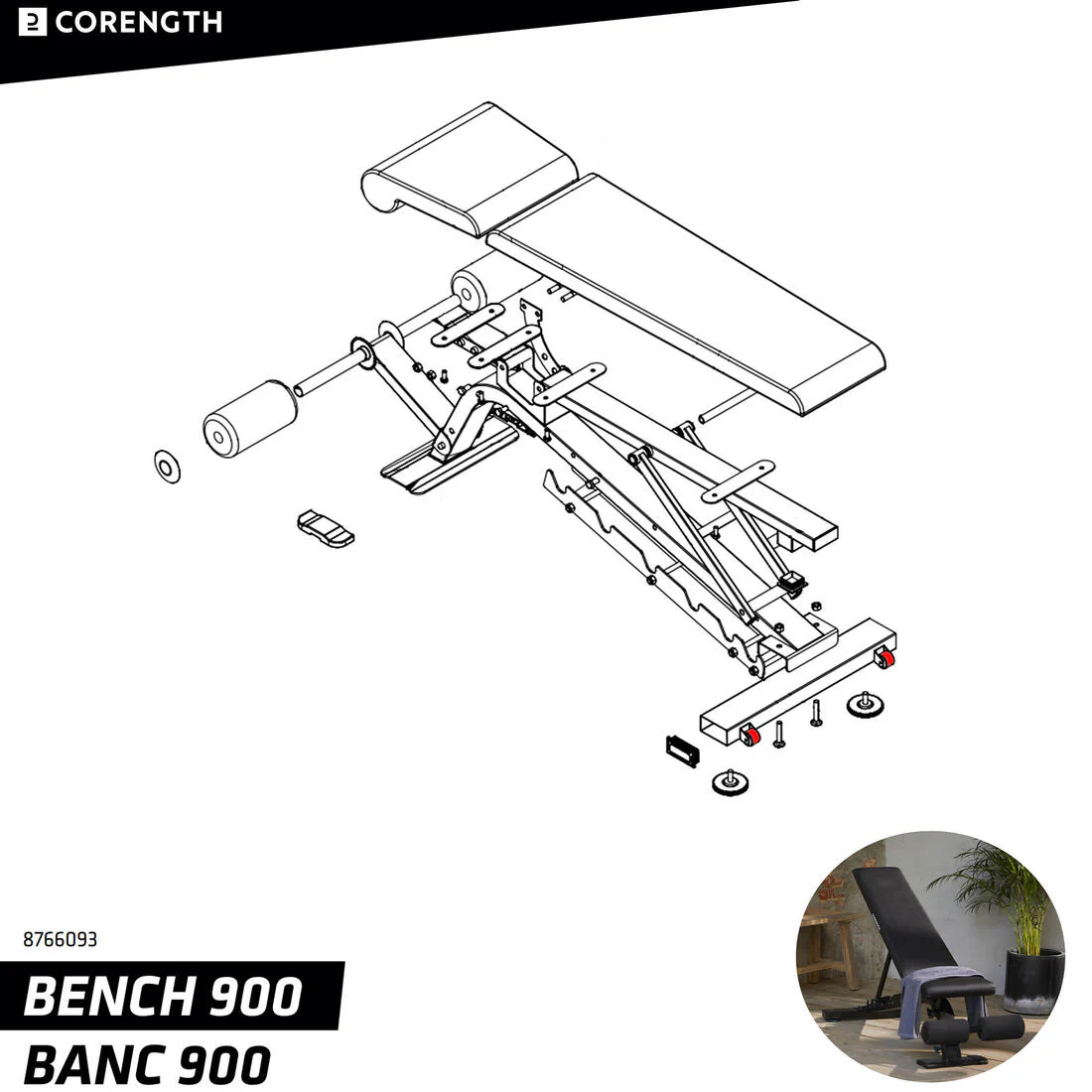 2 ruedas para banco de musculación 900 - Image 3