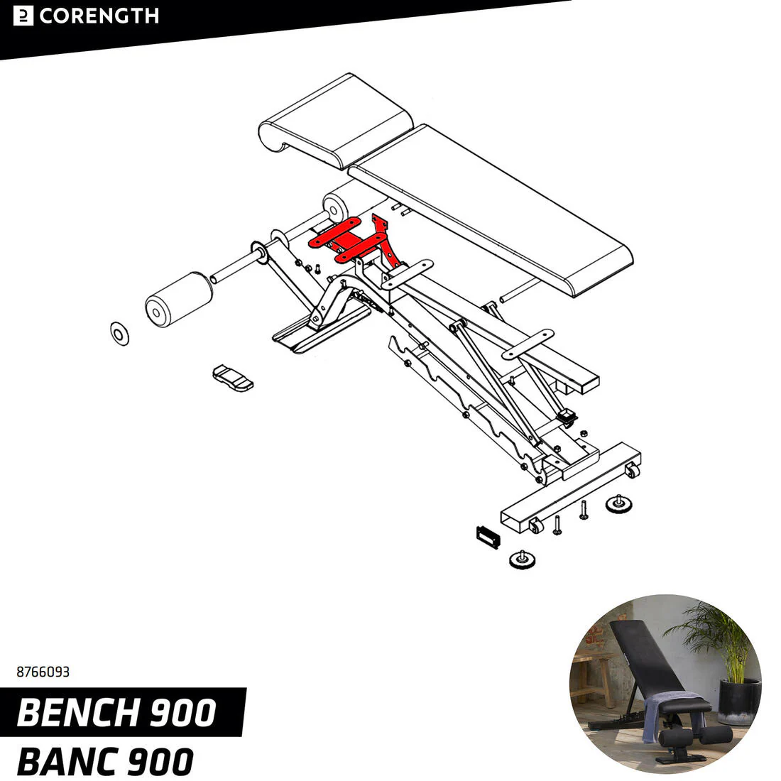 Banco de musculación con soporte de asiento 900 - Image 3