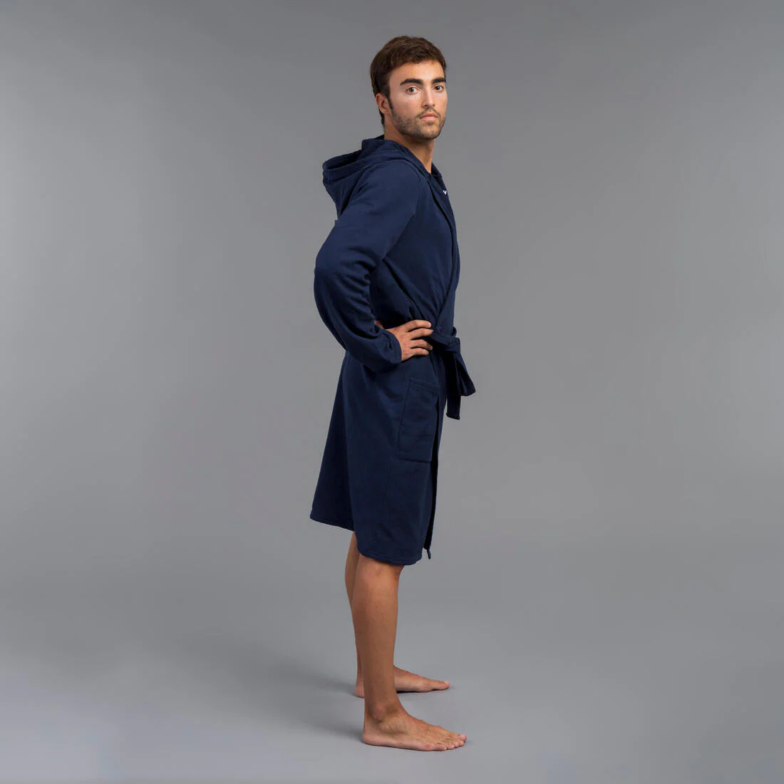 Bata de algodón orgánico azul oscuro para hombre - Image 2