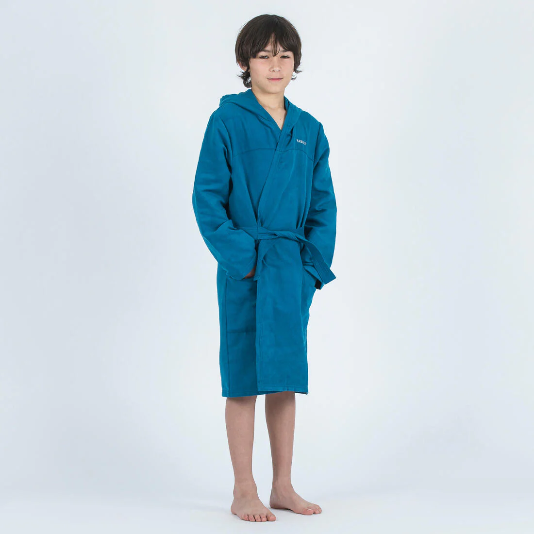Bata de natación de microfibra compacta azul oscuro para niños - Image 3