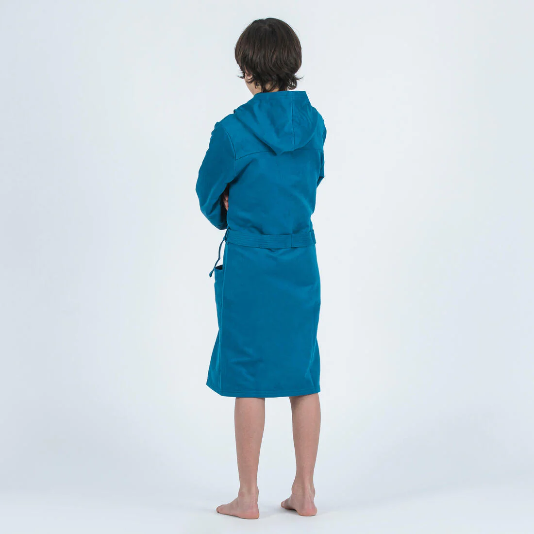 Bata de natación de microfibra compacta azul oscuro para niños - Image 8
