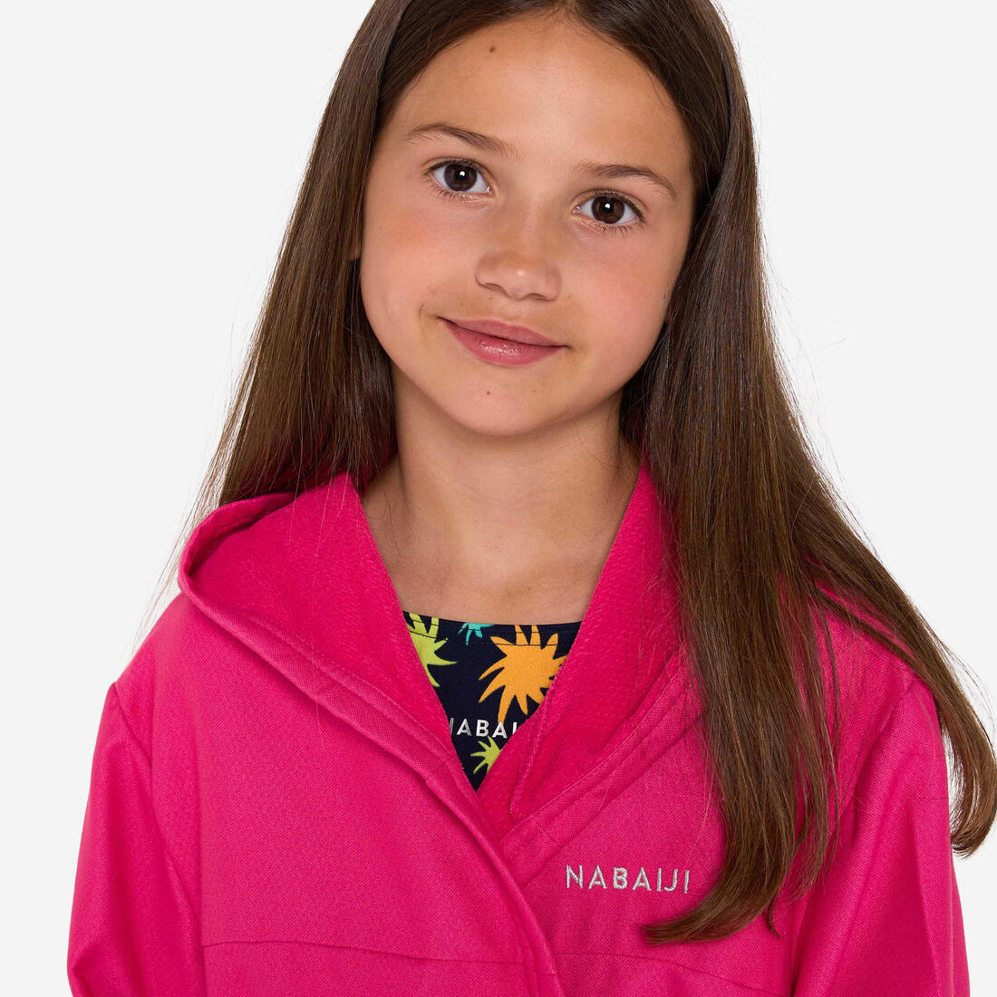 Bata de natación de microfibra con capucha compacta azul oscuro para niños - Image 6