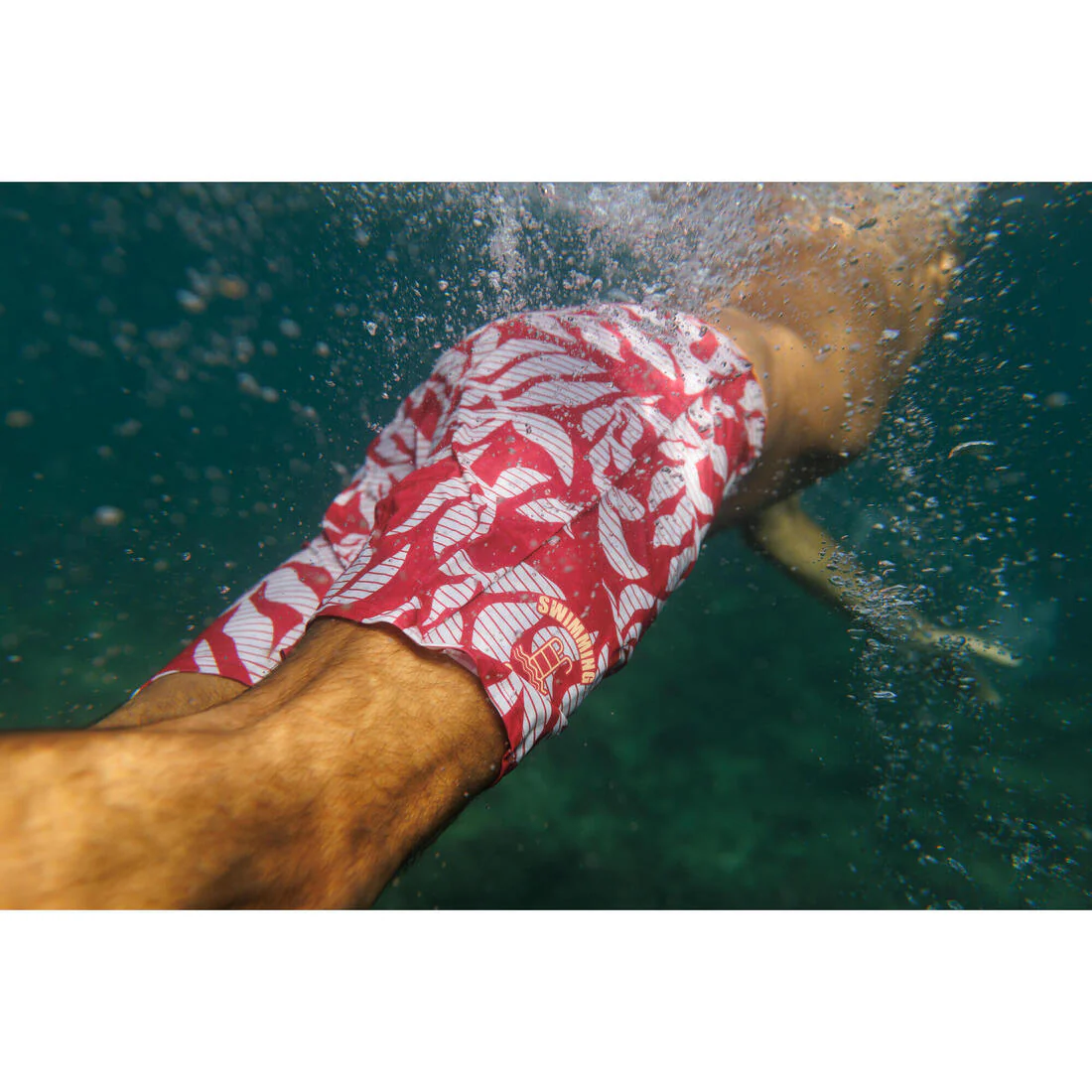 Bermuda de natación larga roja para hombre 100 - Image 16