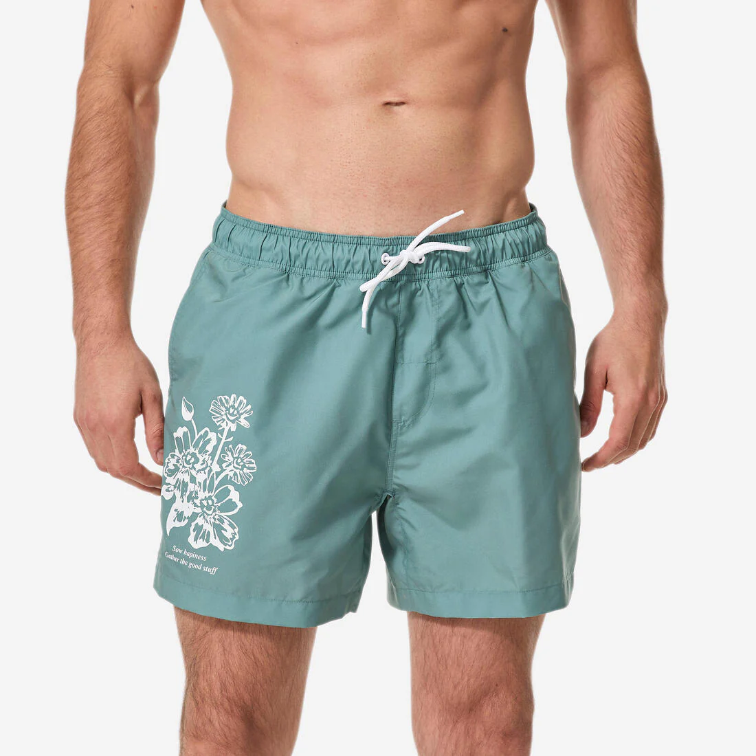 Bermuda de surf corta de 15" negra para hombre 100 Palmito