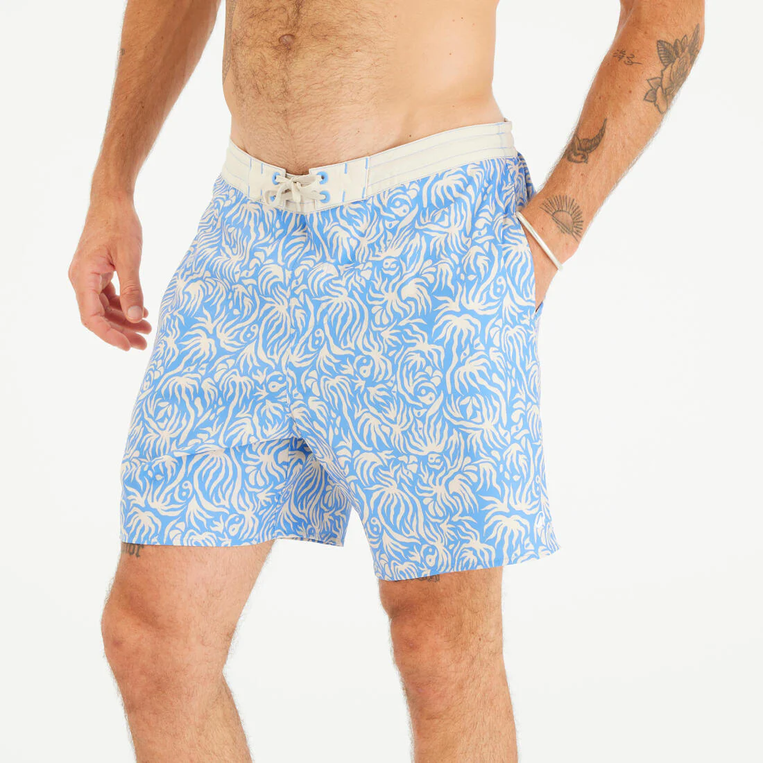 Bermuda de surf de longitud media de 18" caqui para hombre 100