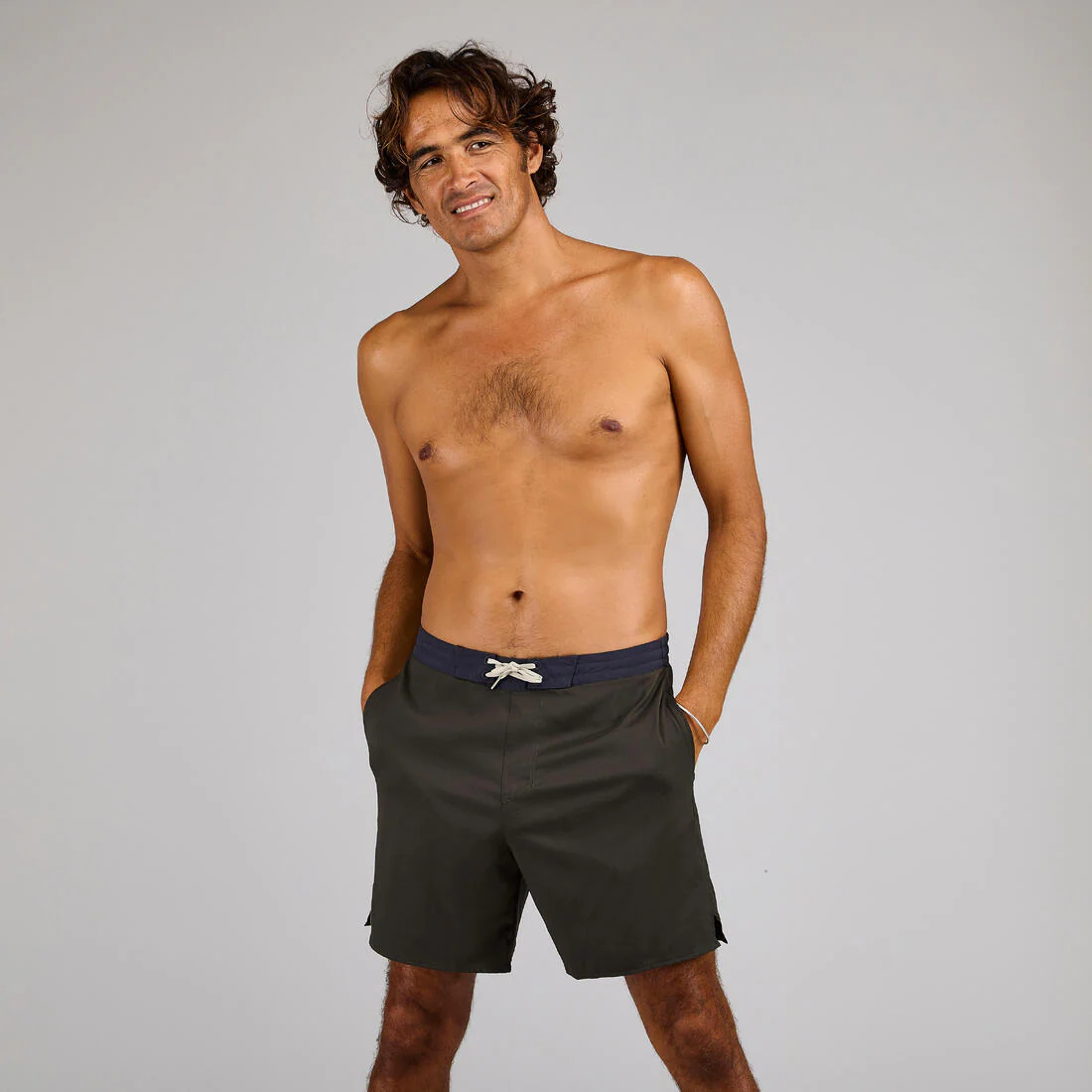 Bermuda de surf de longitud media de 18" caqui para hombre 100 - Image 6