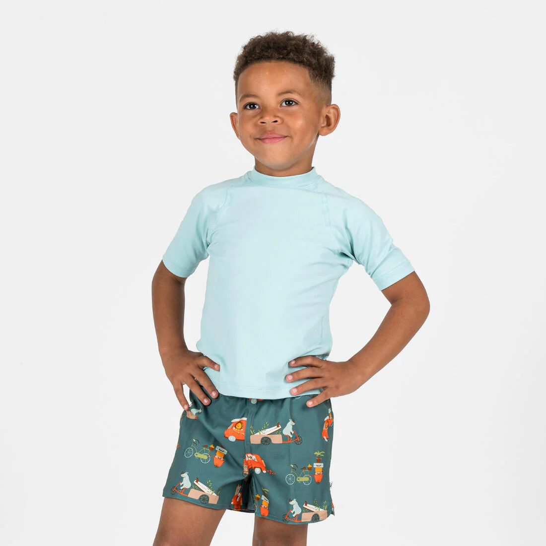 Bermudas de natación caqui con estampado de van para bebé - Image 4