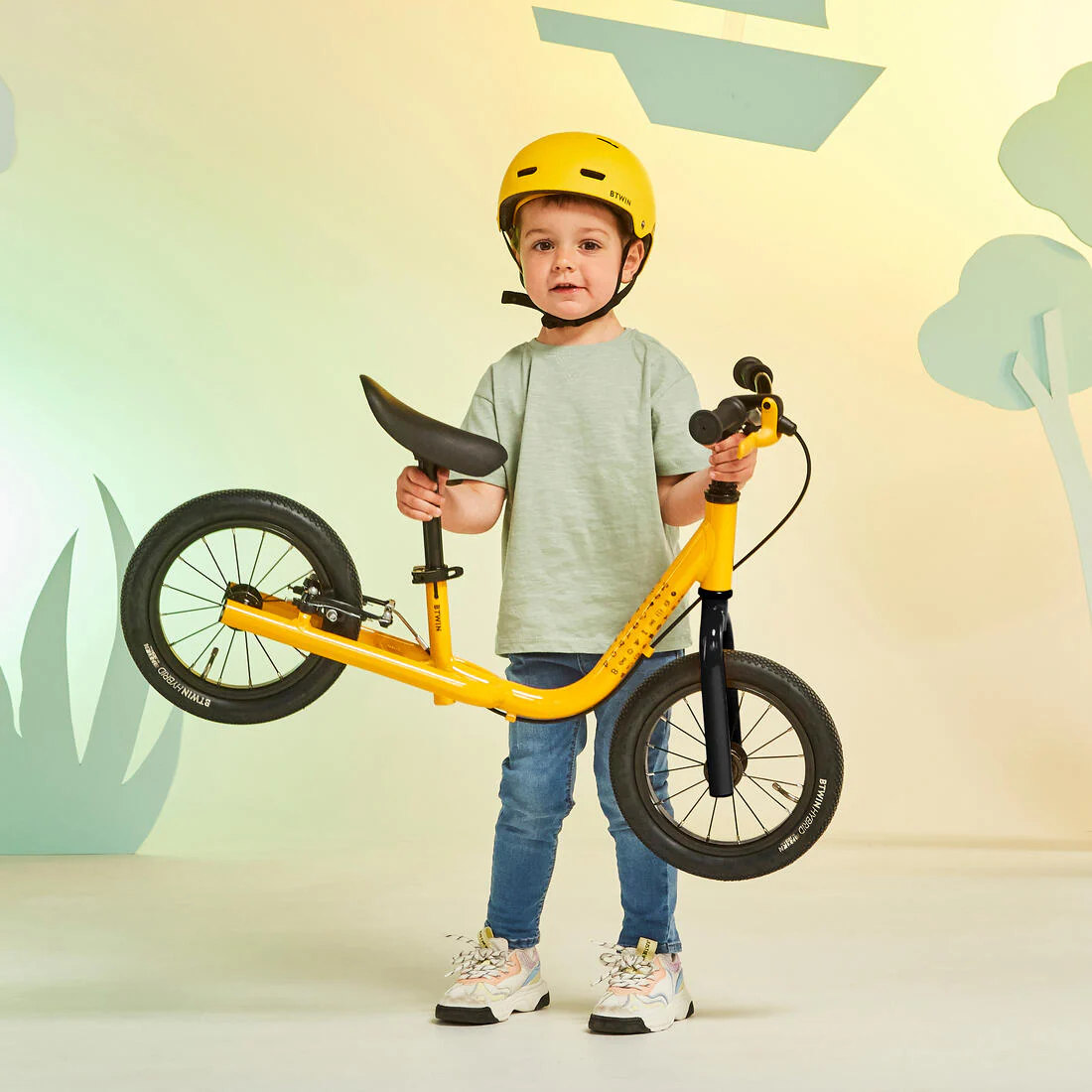 Bicicleta de aluminio sin pedales de 12 pulgadas amarilla para niños Runride 900 - Image 11