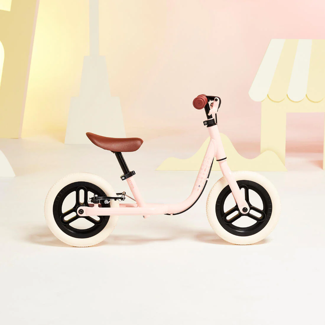 Bicicleta sin pedales de 10 pulgadas rosa con beige para niños RunRide 500 - Image 6