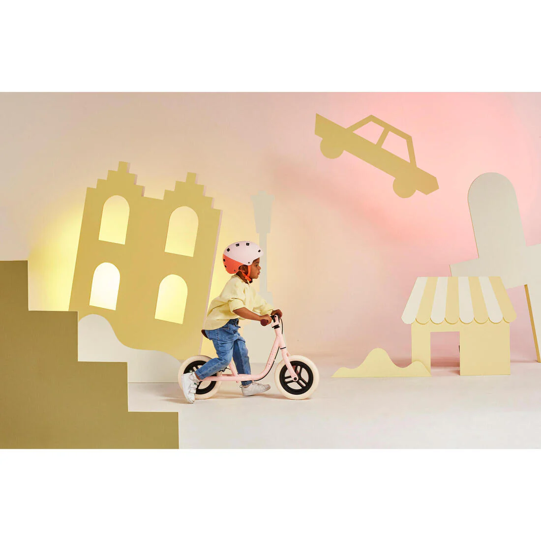 Bicicleta sin pedales de 10 pulgadas rosa con beige para niños RunRide 500 - Image 7