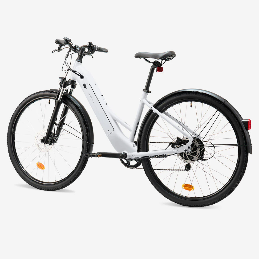 Bicicleta todocamino eléctrica de cuadro bajo gris perla E-Actv 100 - Image 2