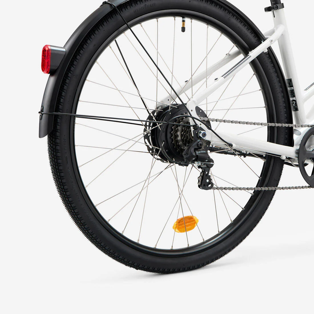 Bicicleta todocamino eléctrica de cuadro bajo gris perla E-Actv 100 - Image 6
