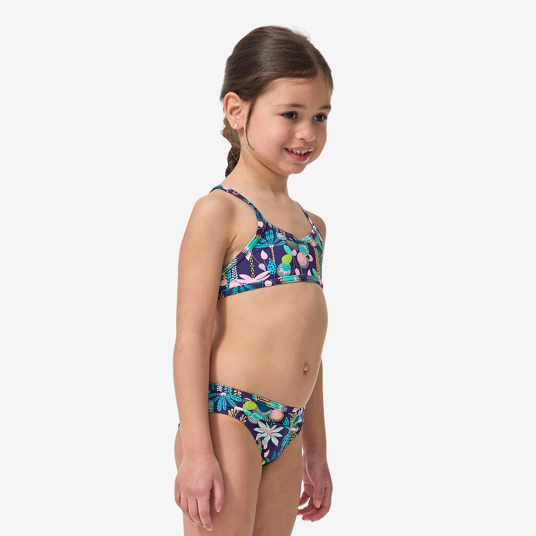 Bikini de surf con tirantes cruzados y estampado de flores para niña Boni 100