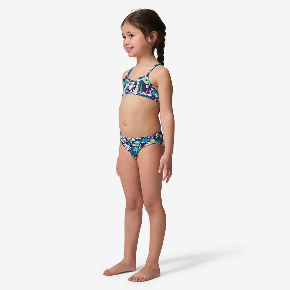 Bikini de surf con tirantes cruzados y estampado de flores para niña Boni 100 - Image 3