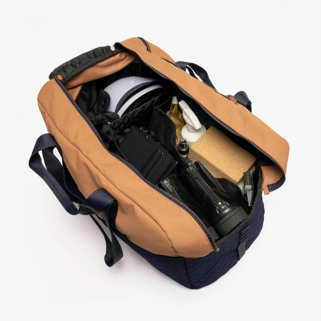 Bolsa de equitación de 65 l para transportar material café con azul - Image 2