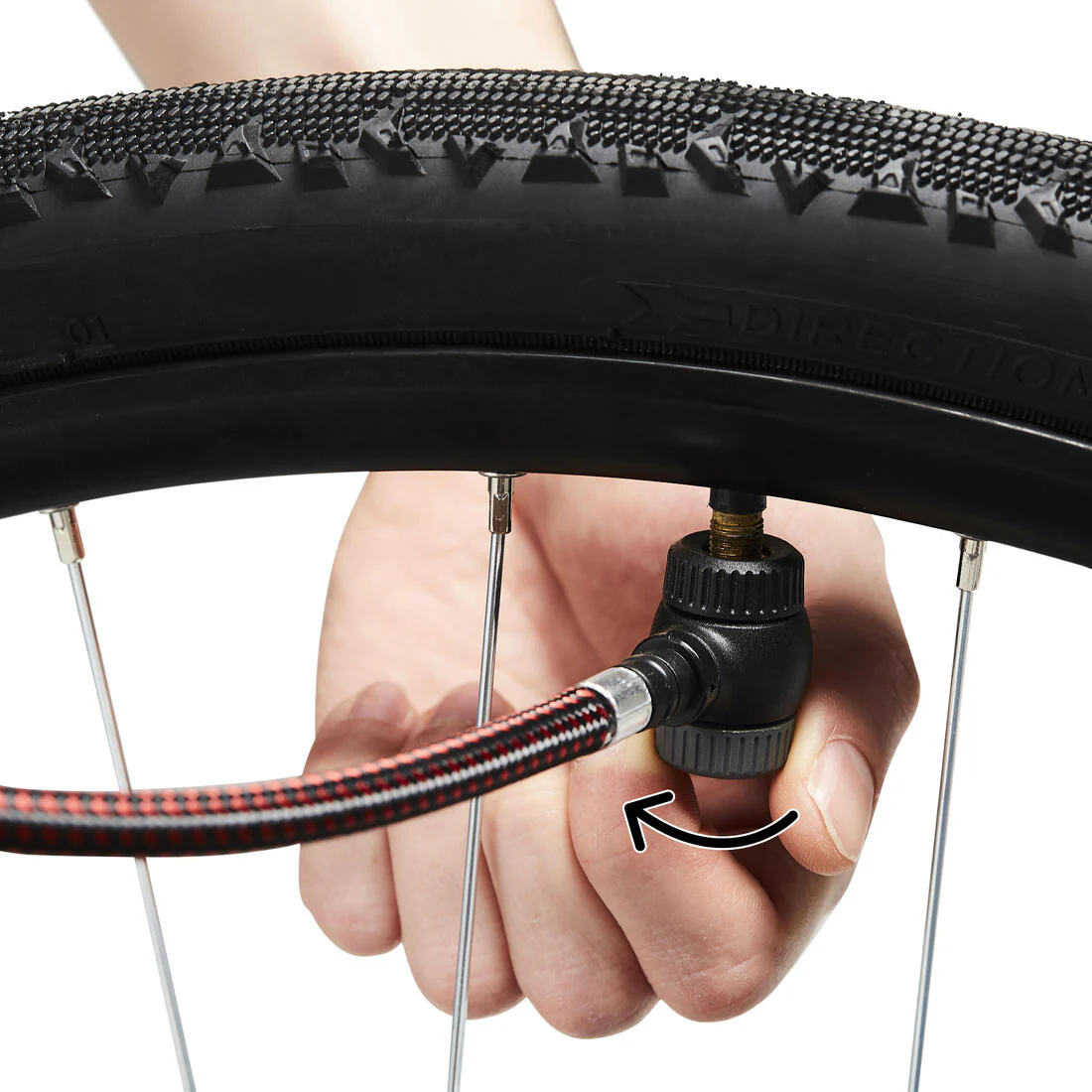 BOMBA AIRE MANUAL CICLISMO BTWIN NEGRO DOBLE CABEZAL INFLADO - Image 6