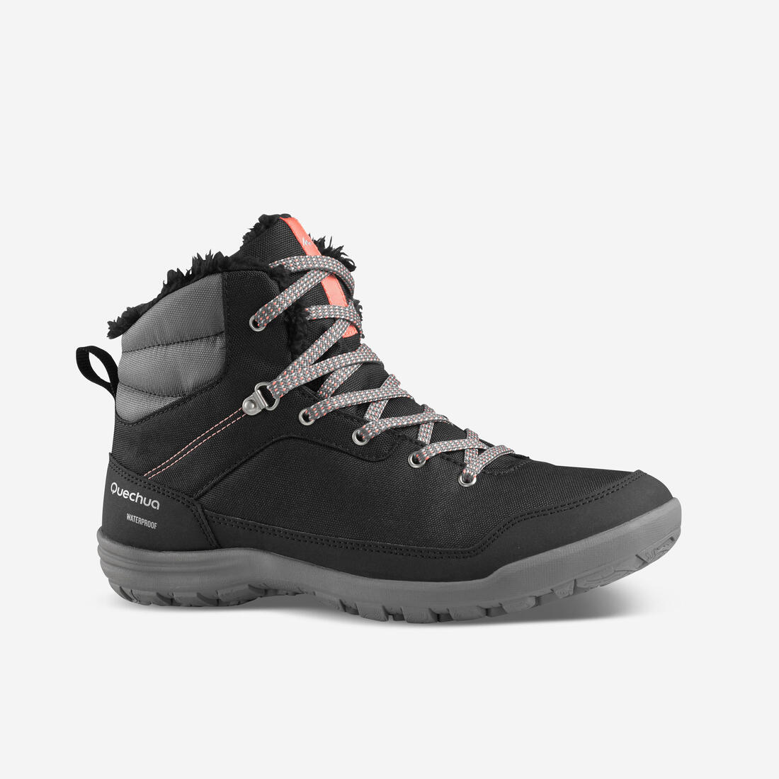 Botas de senderismo cálidas e impermeables negras para mujer mujer SH100 MID