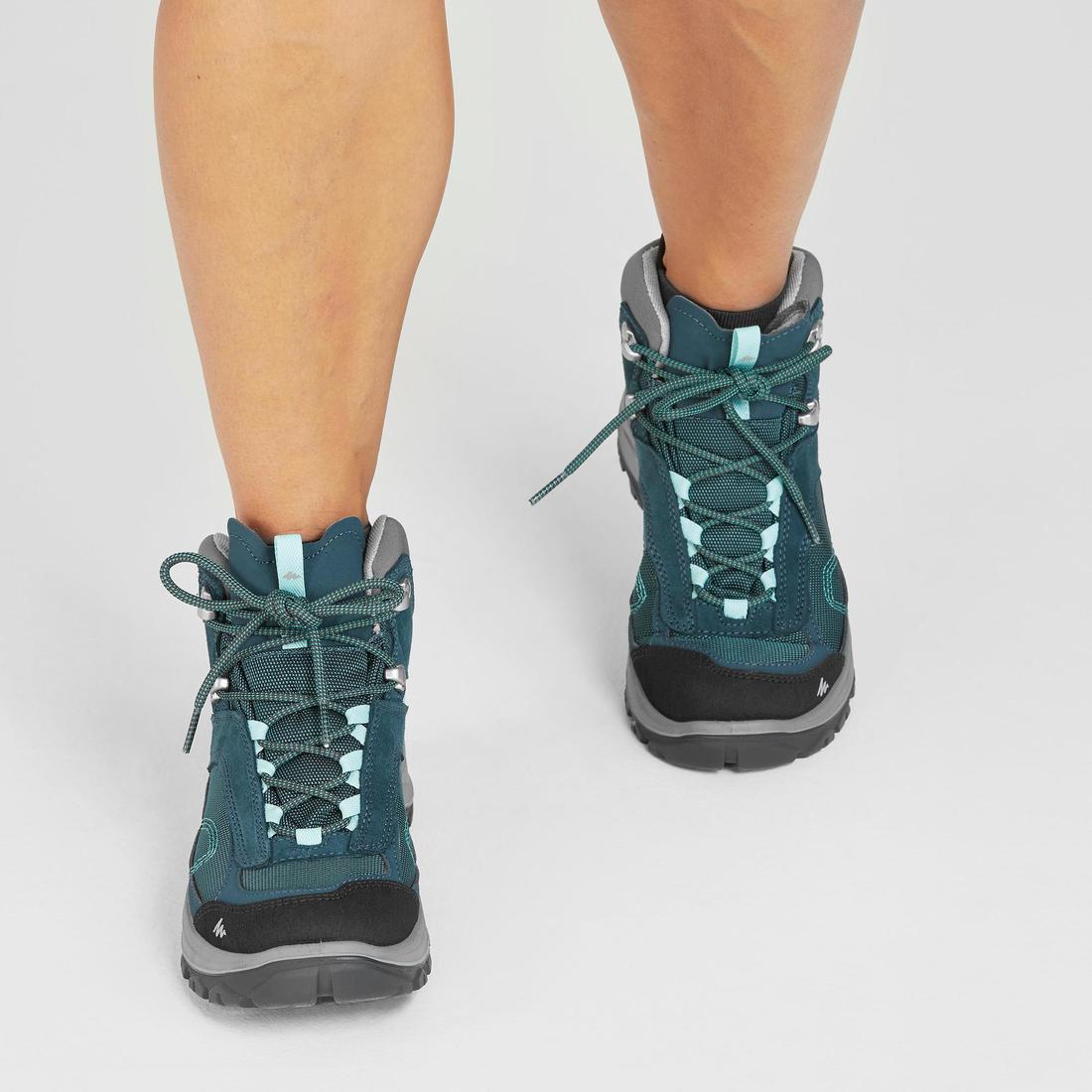 Botas de senderismo en montaña impermeables azul turquesa para mujer MH100 Mid - Image 4