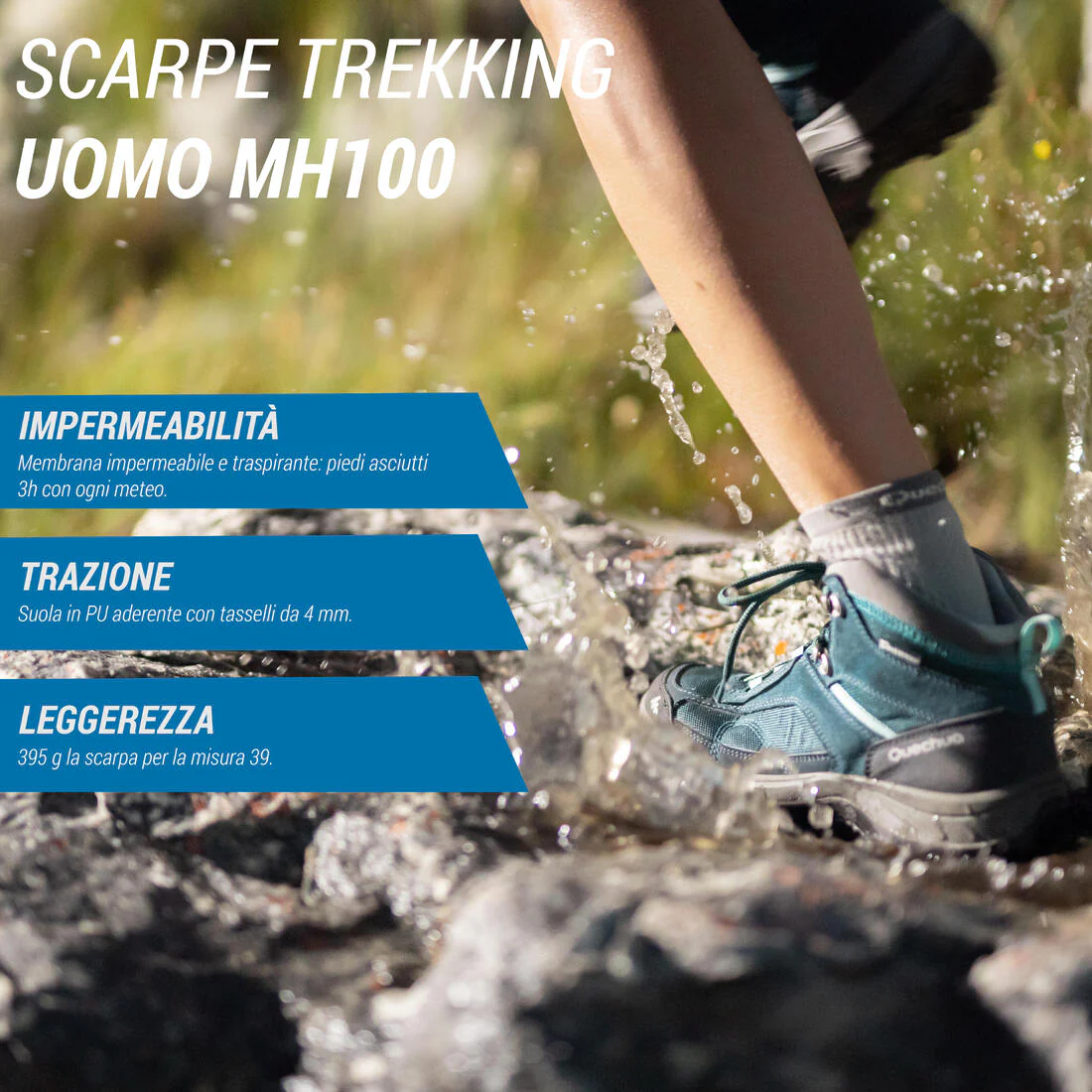 Botas de senderismo en montaña impermeables azul turquesa para mujer MH100 Mid - Image 9