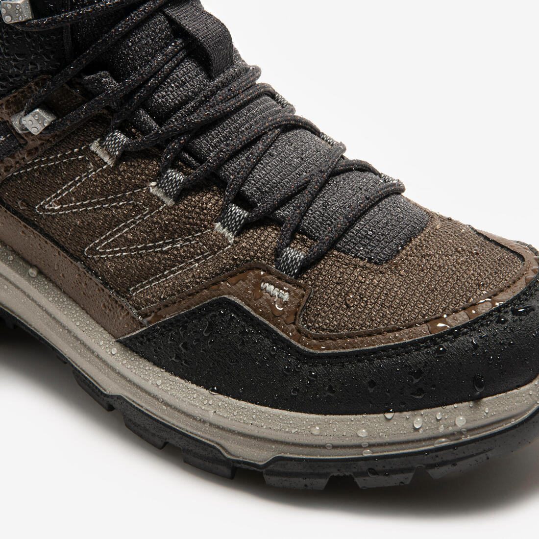Botas de senderismo impermeables de caña alta cafés para hombre MH100 - Image 14