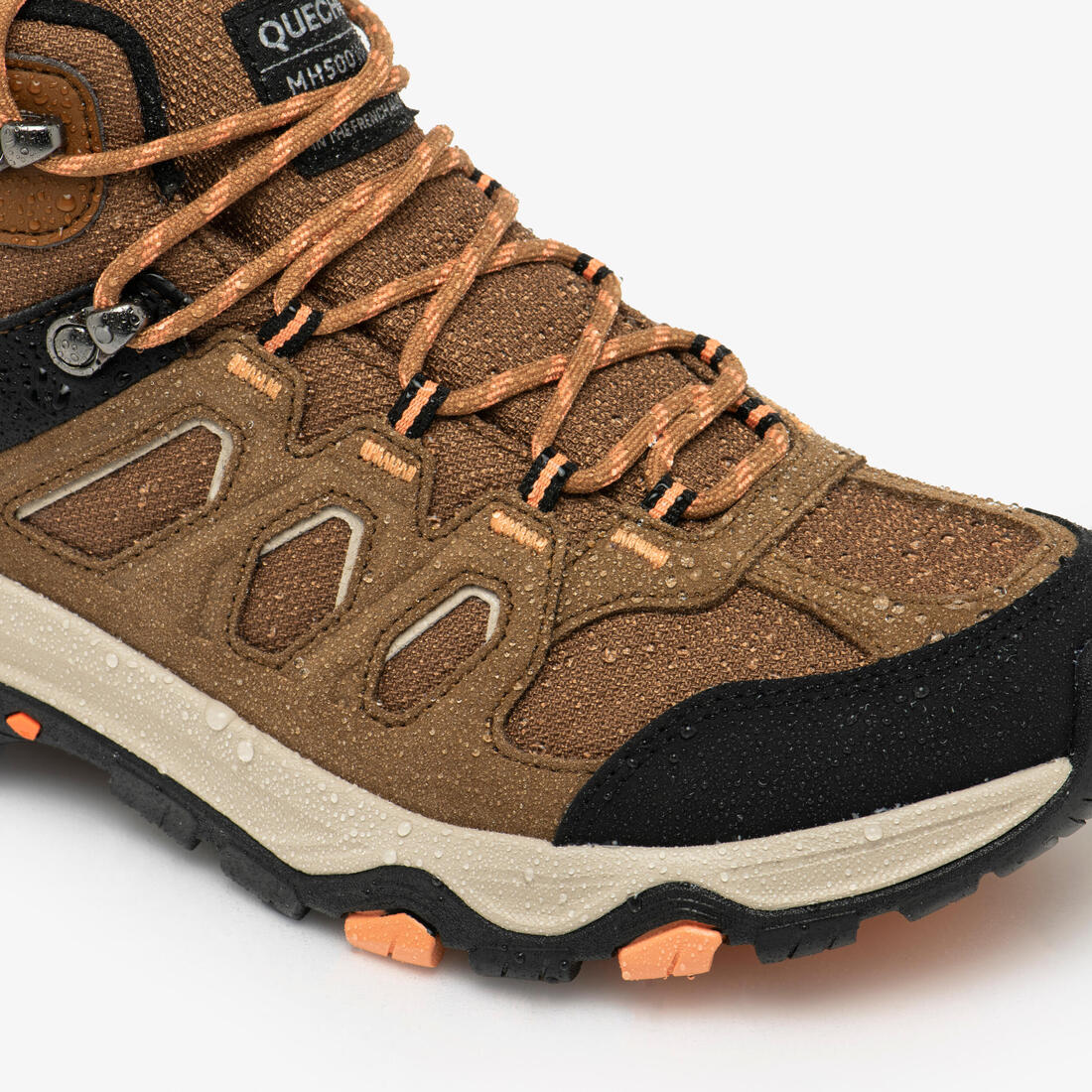 Botas de senderismo impermeables de caña alta cafés para mujer MH500 - Image 11