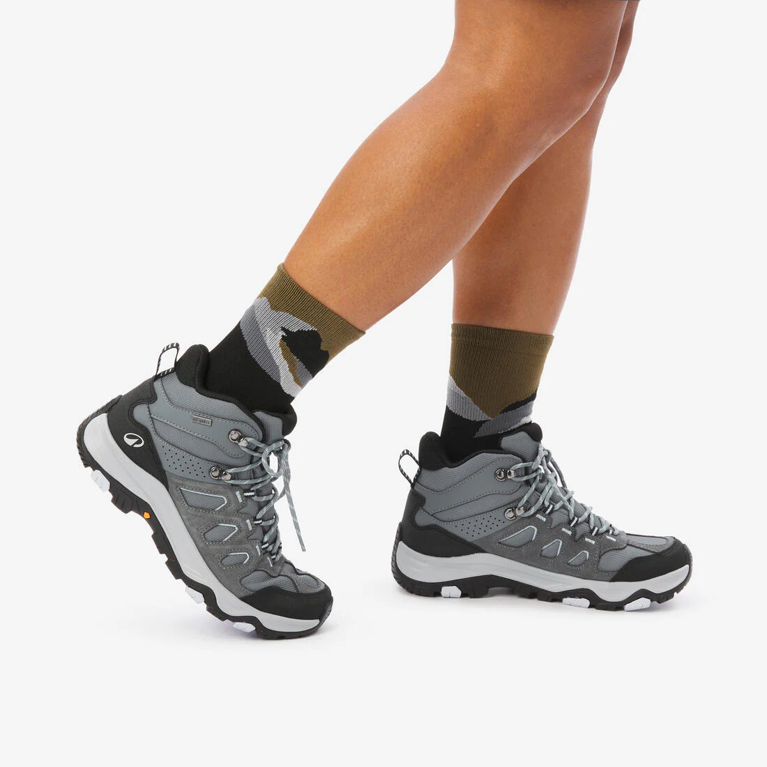 Botas de senderismo impermeables de caña alta cafés para mujer MH500 - Image 14