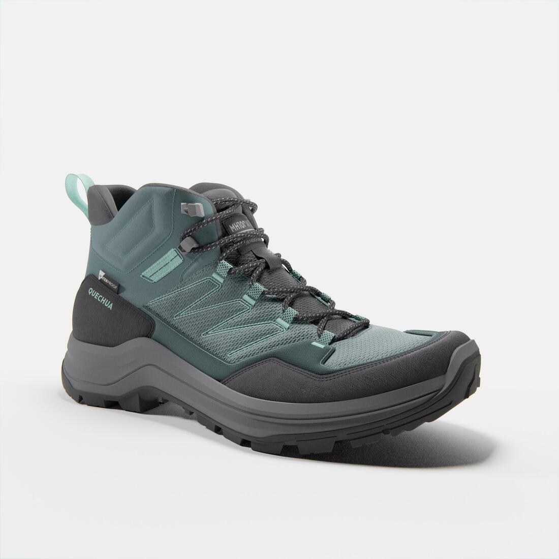Botas impermeables de senderismo en montaña verdes para mujer MH100 Mid - Image 11
