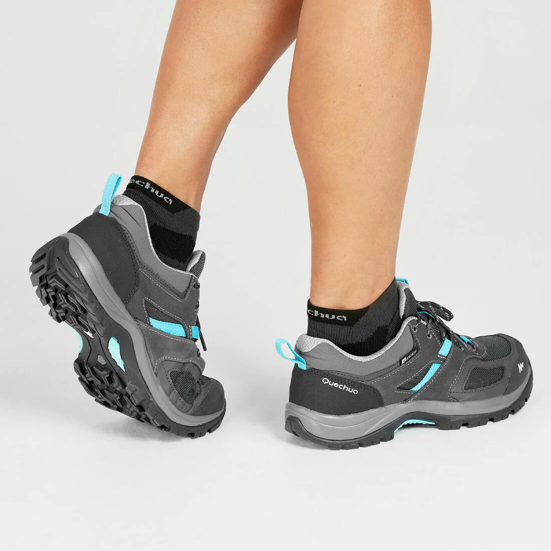 Botas impermeables de senderismo montaña grises/azules para mujer MH100 WTP - Image 6