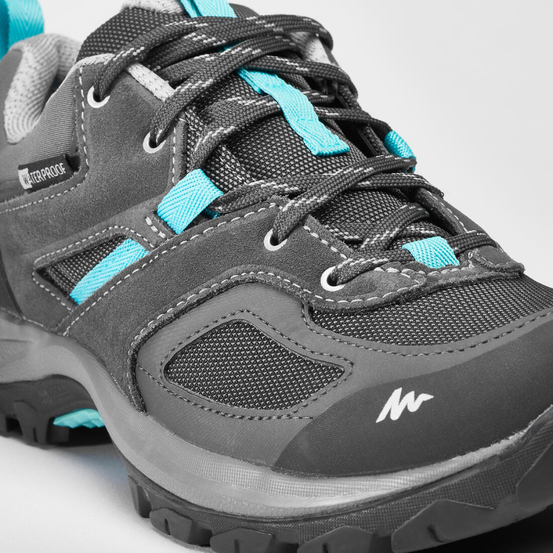 Botas impermeables de senderismo montaña grises/azules para mujer MH100 WTP - Image 7