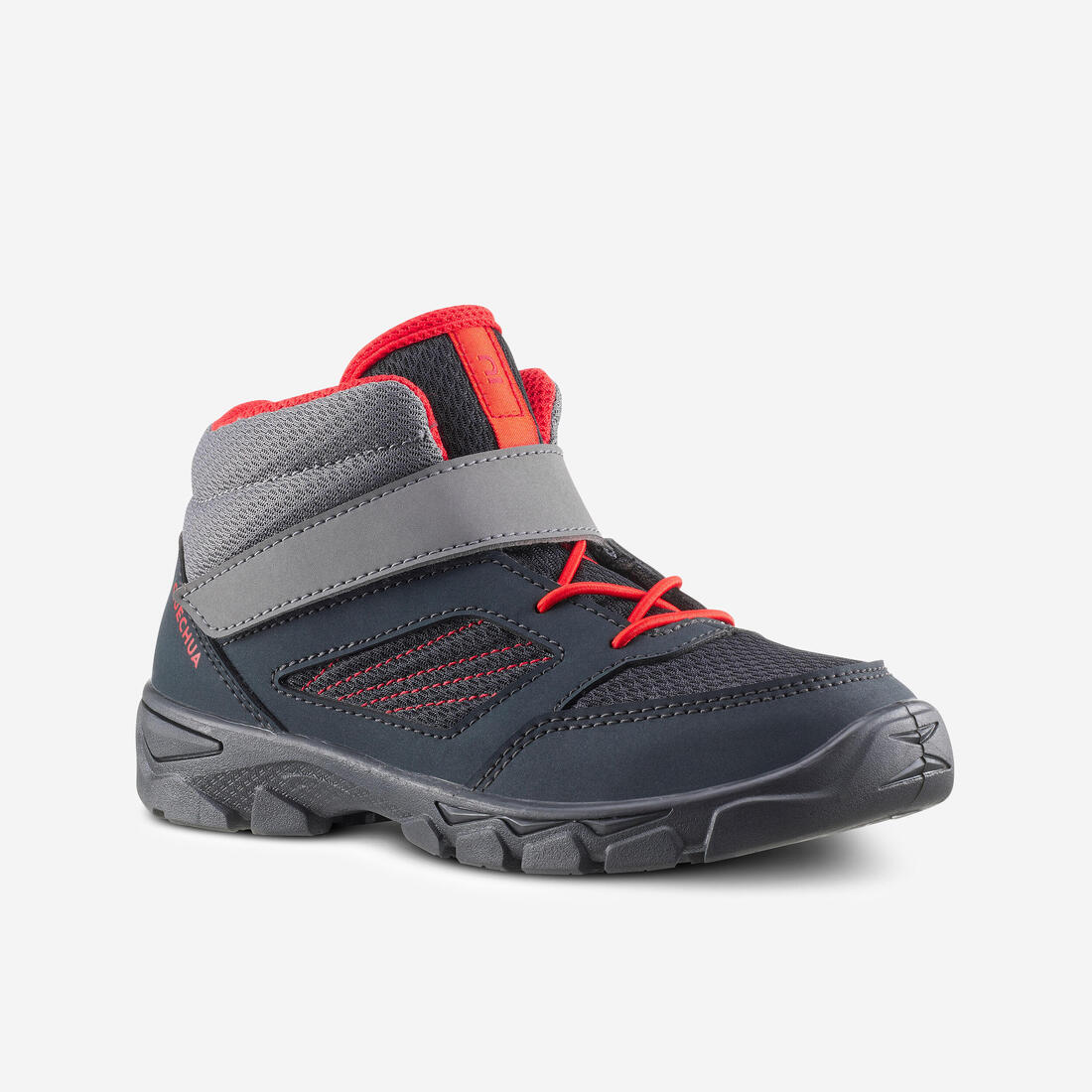 Botas senderismo niños tira autoadherente MH100 MID gris oscuro del 24 a 34
