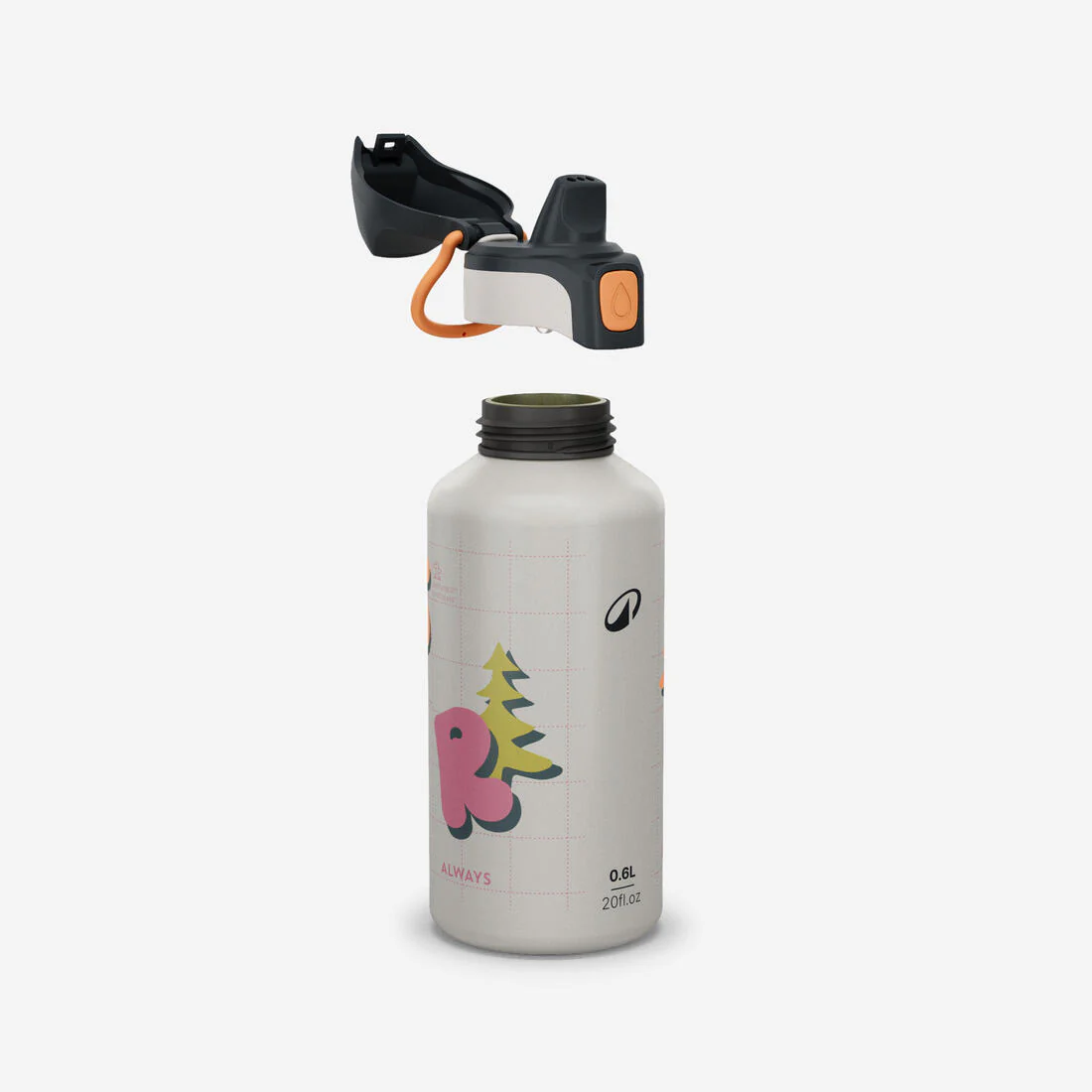 Botella de senderismo de aluminio con tapón instantáneo de 0.6 L para niños 500 - Image 2