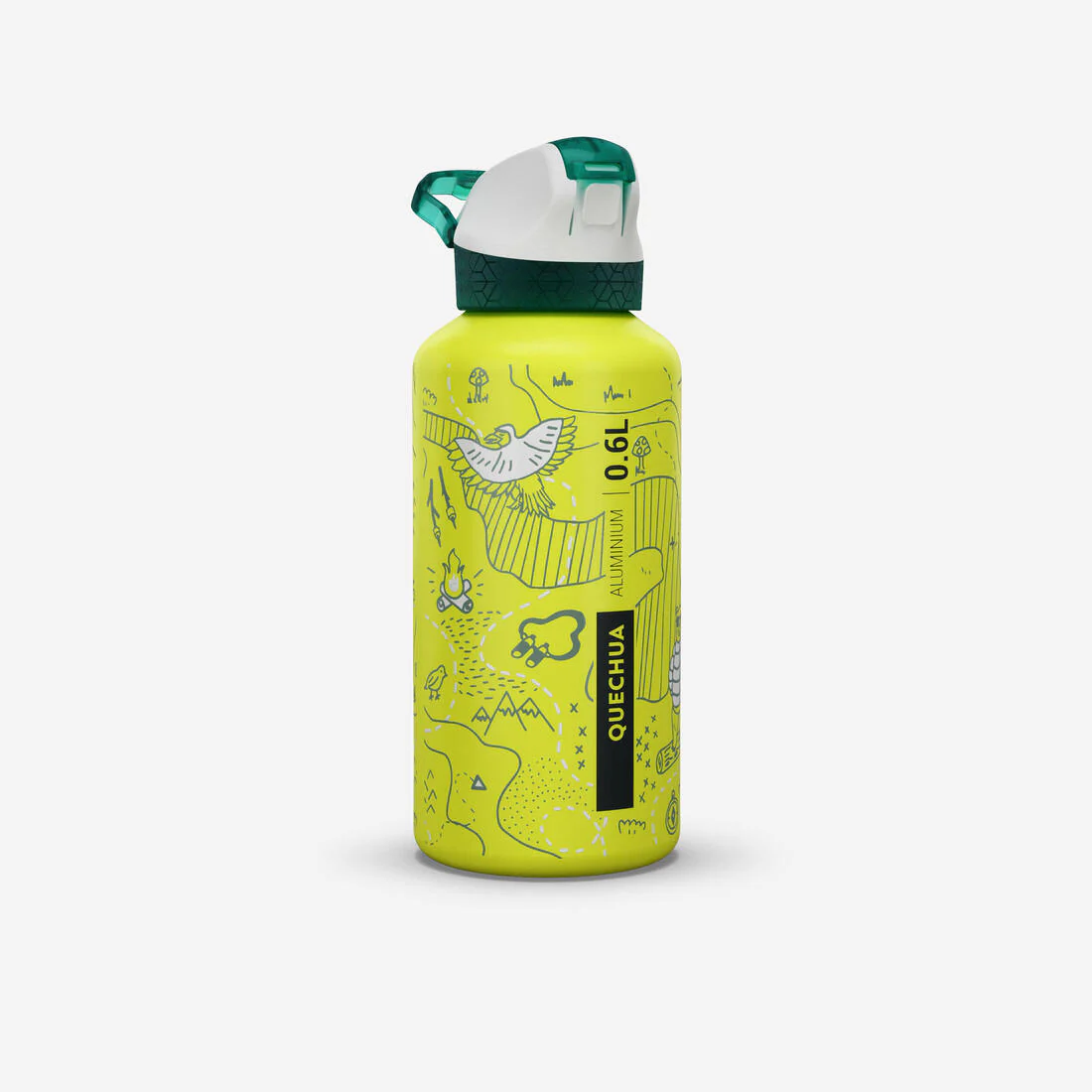 Botella de camping de aluminio con tapón instantáneo de 0.6 L para niños 500