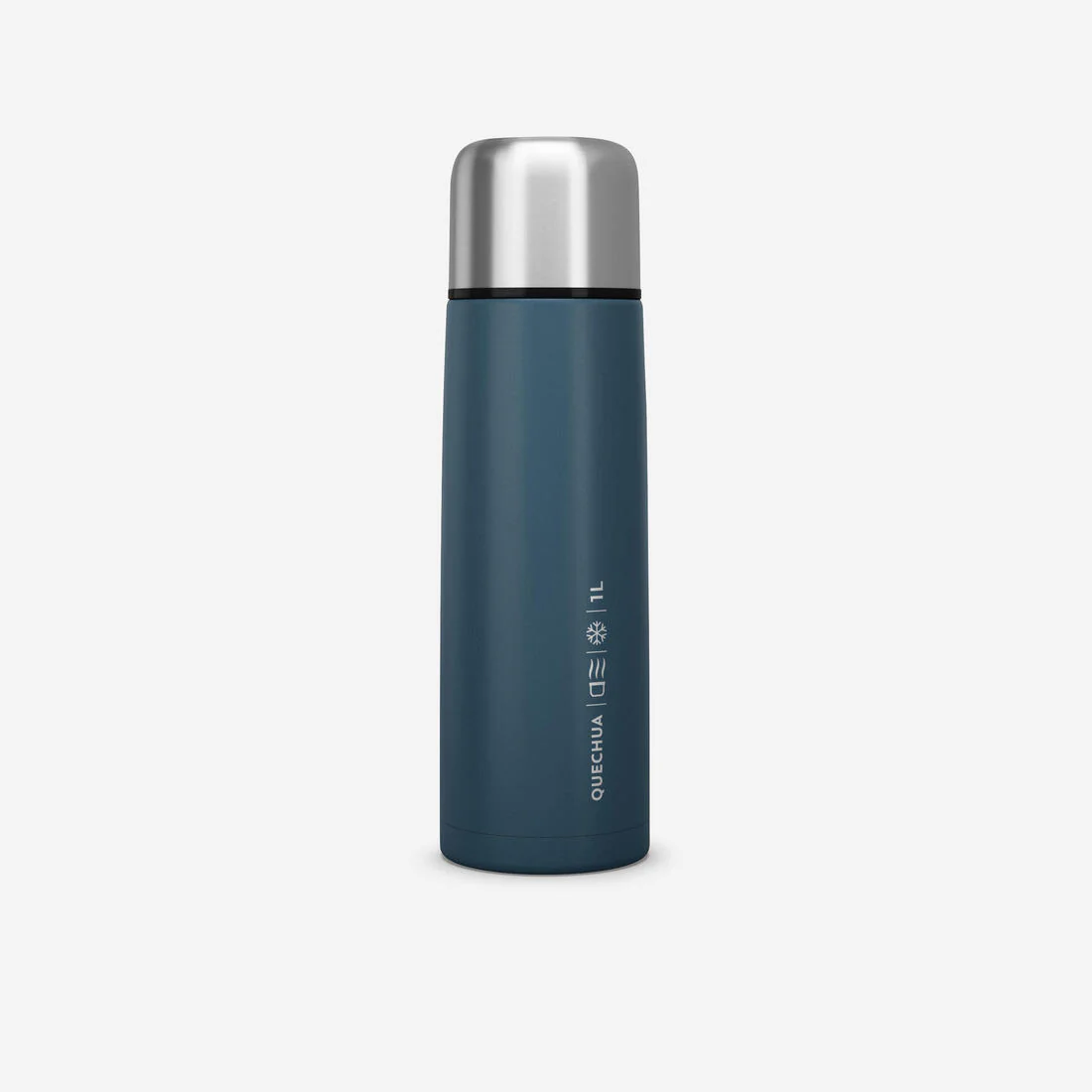 Botella isotérmica inox 1L con vaso para senderismo - azul