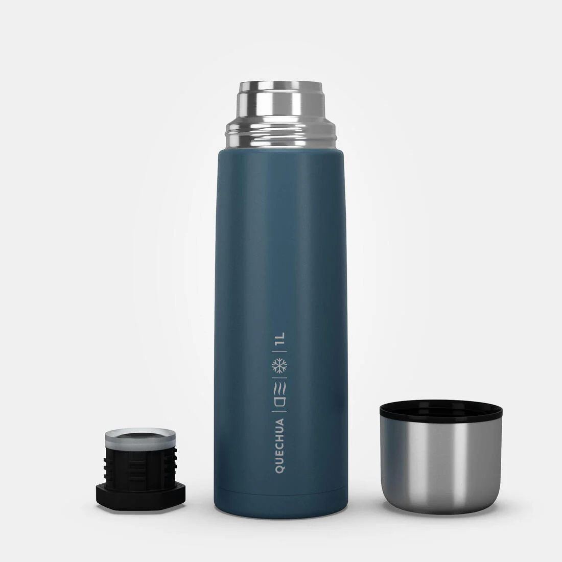 Botella isotérmica inox 1L con vaso para senderismo - azul - Image 2