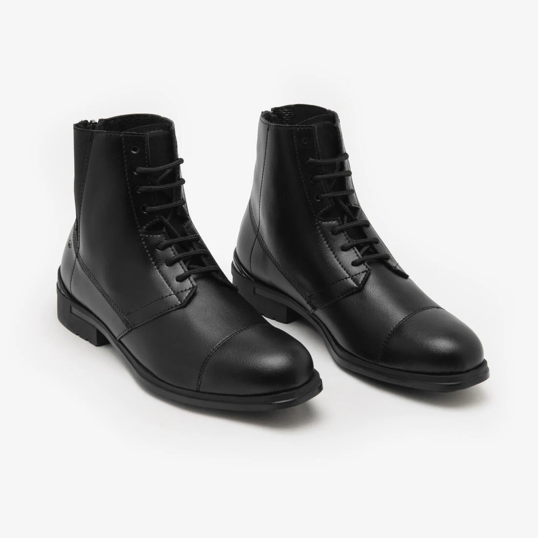 Botines de equitación de piel sintética con agujetas negros 500 - Image 2