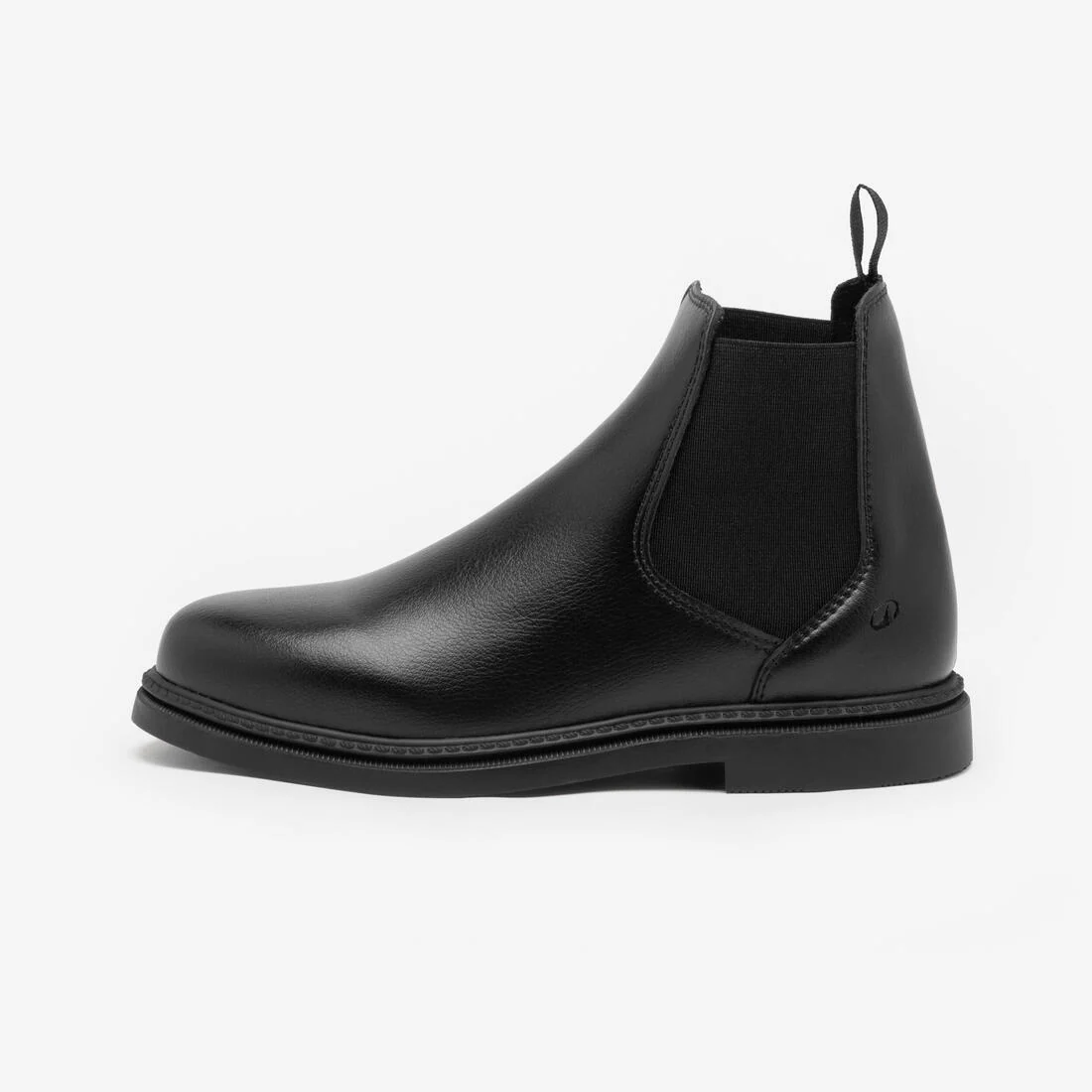 Botines de equitación de piel sintética negros para niños 500