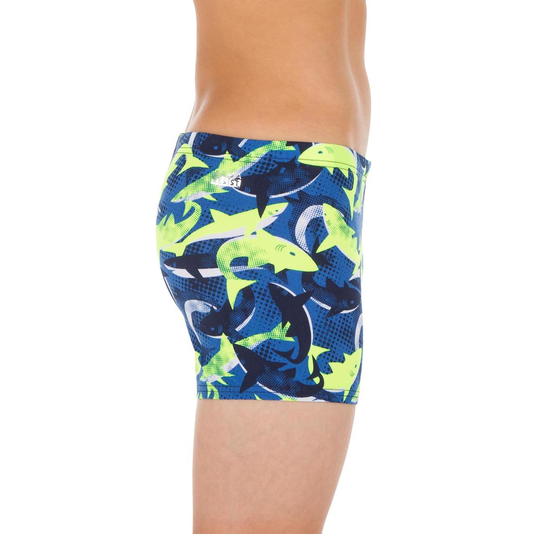 Bóxer de natación negro con amarillo para niño y adolescente 500 Fitib - Image 3