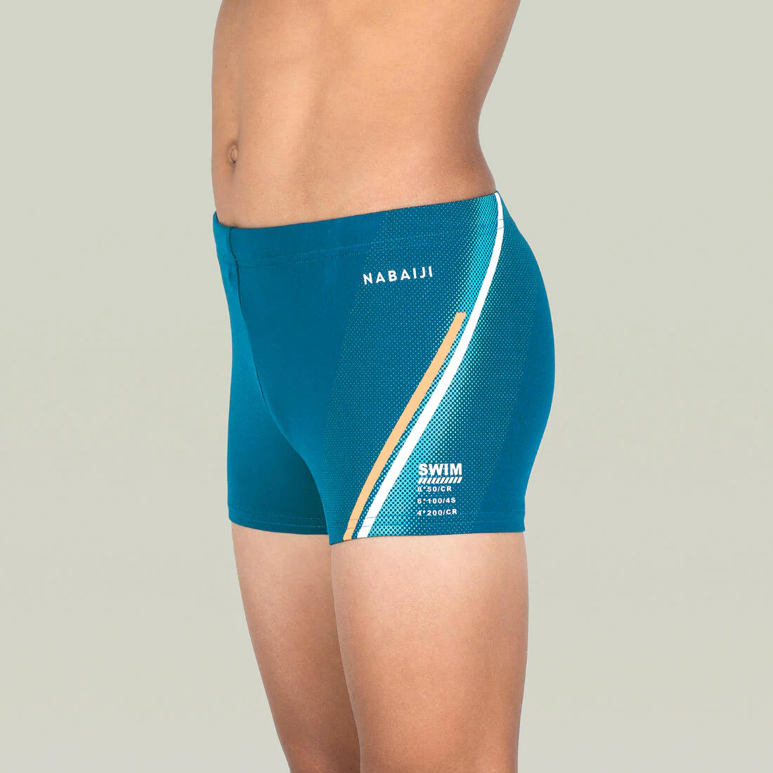 Bóxer de natación negro con amarillo para niño y adolescente 500 Fitib - Image 6
