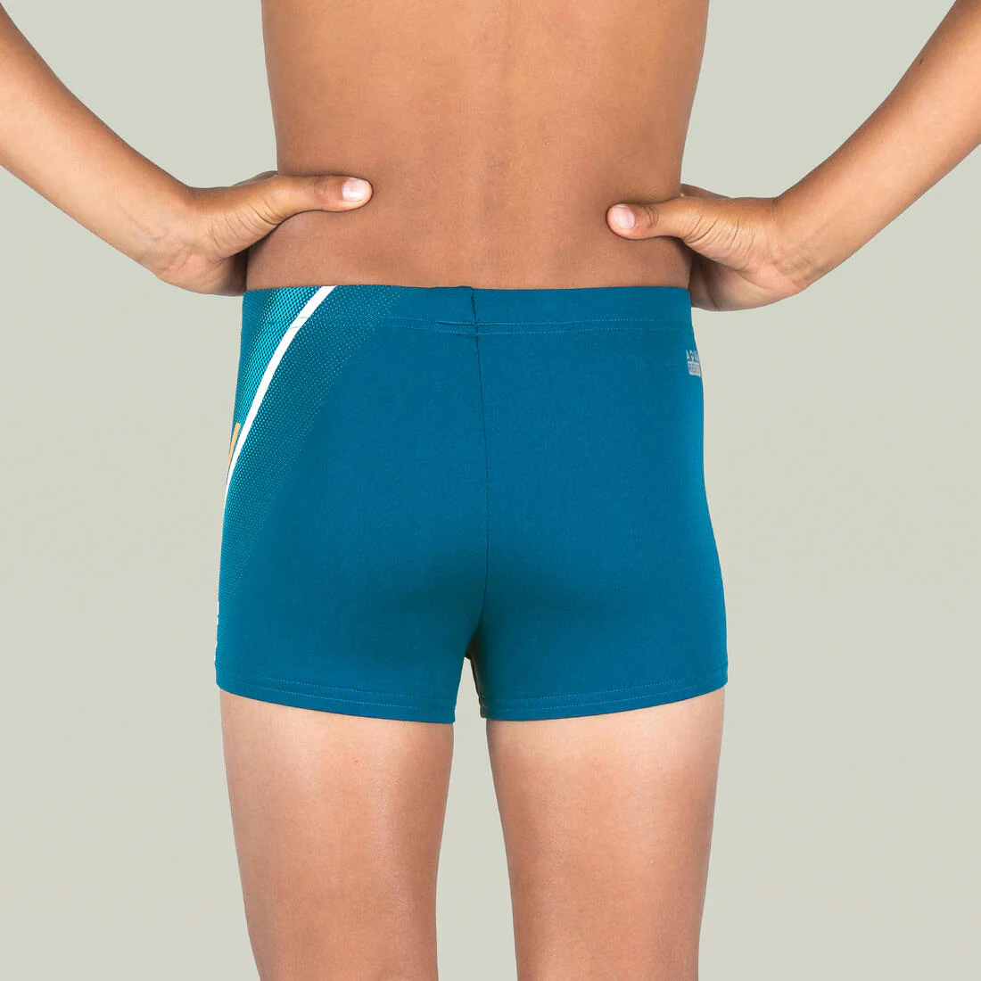 Bóxer de natación negro con amarillo para niño y adolescente 500 Fitib - Image 7