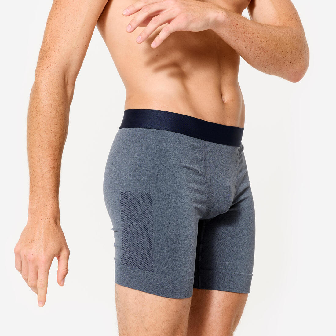 Bóxer largo sin costuras azul jaspeado para hombre