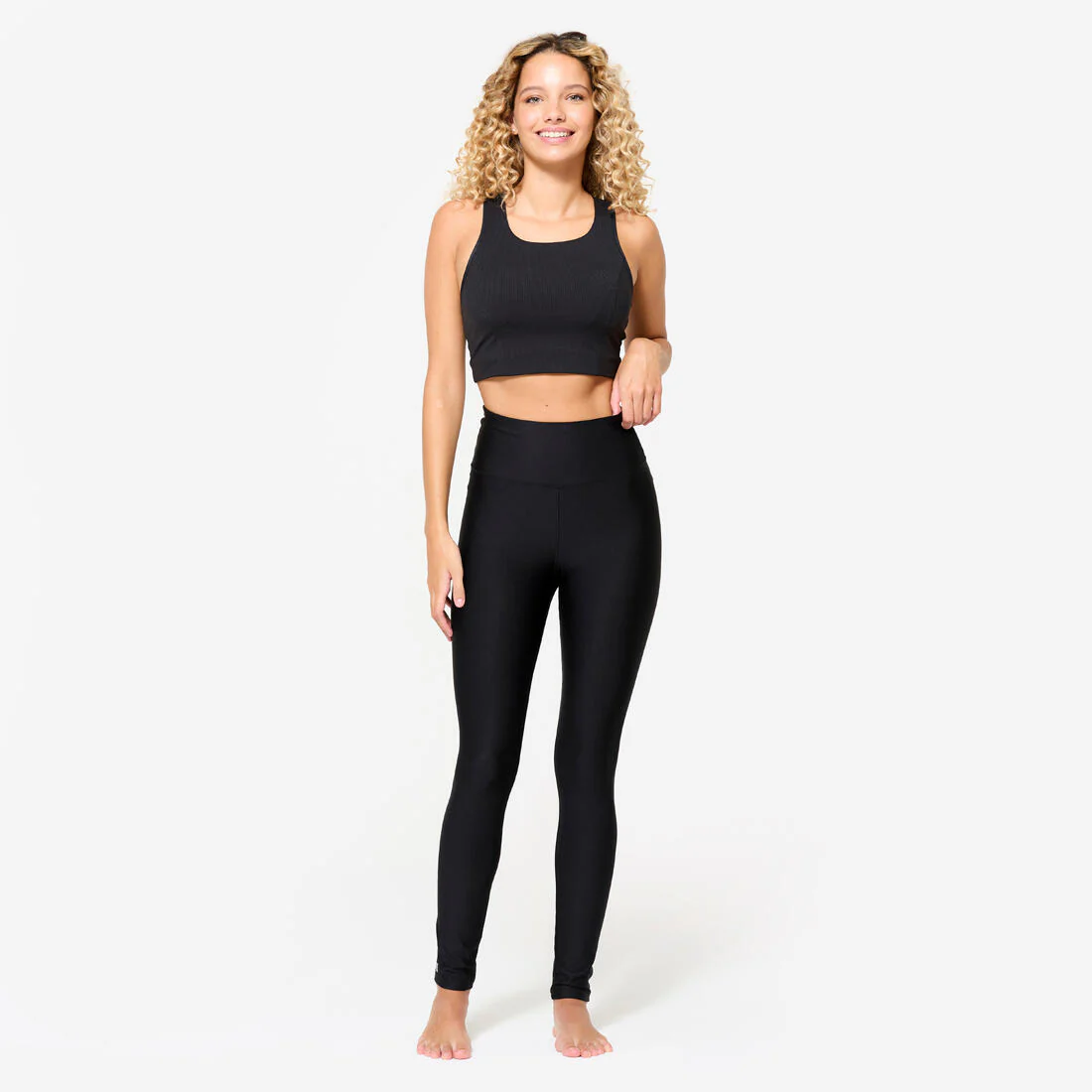 Brassiere de fitness de sujeción moderada recortado negro para mujer - Image 2