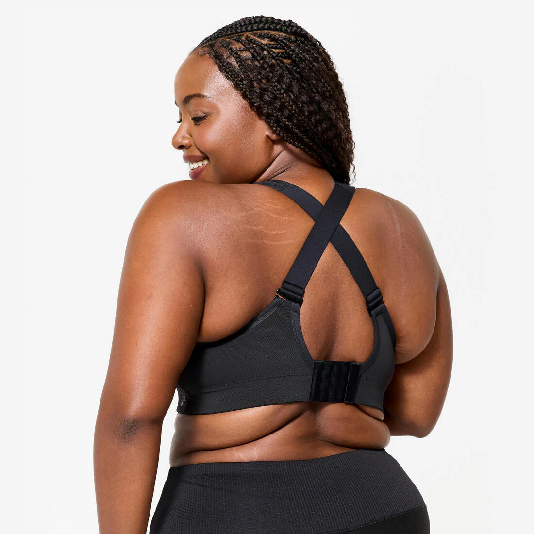 Brassiere de running de tirantes cruzables con copas E a H negro para mujer - Image 5