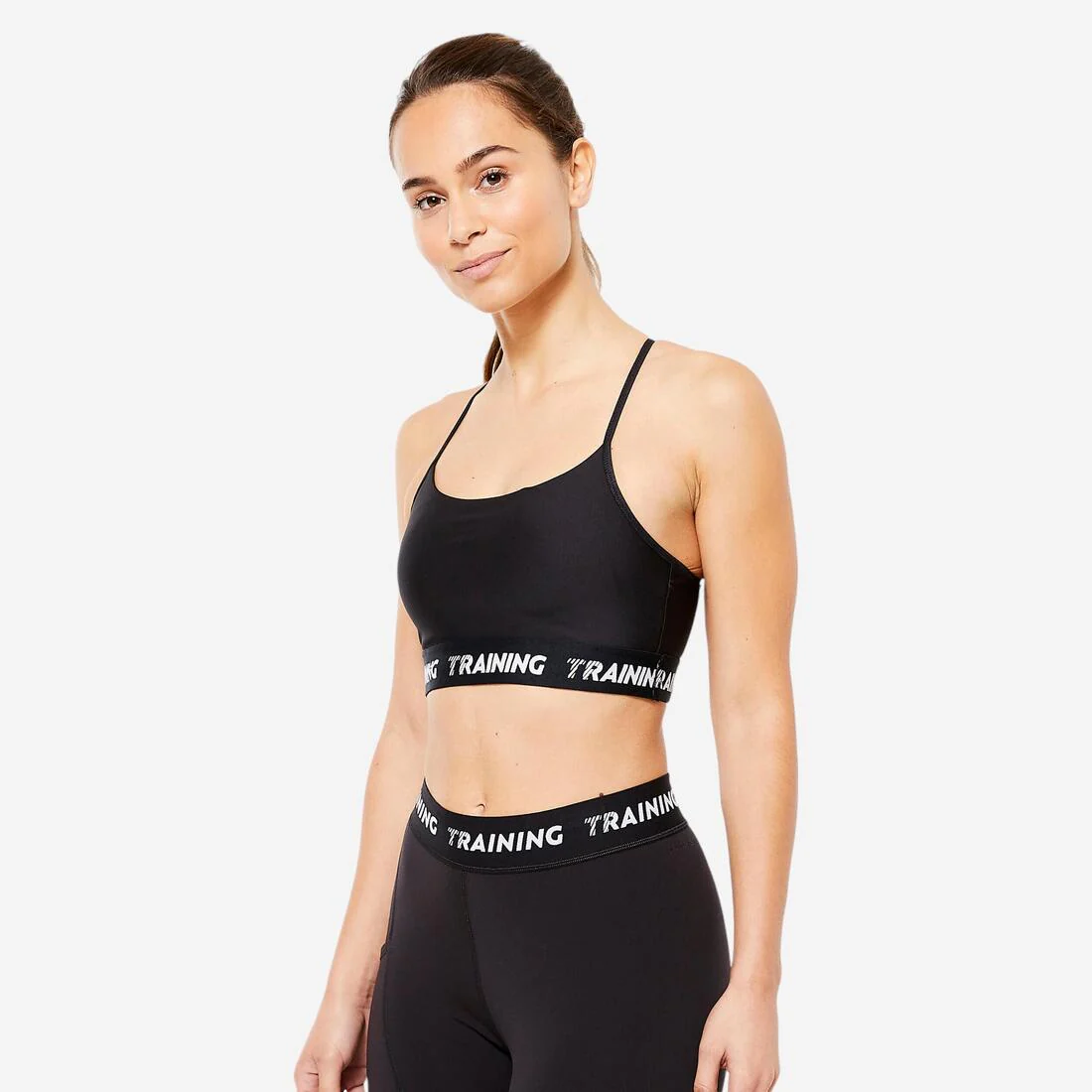 Brassiere-top de fitness con tirantes finos de sujeción ligera para mujer - Image 3