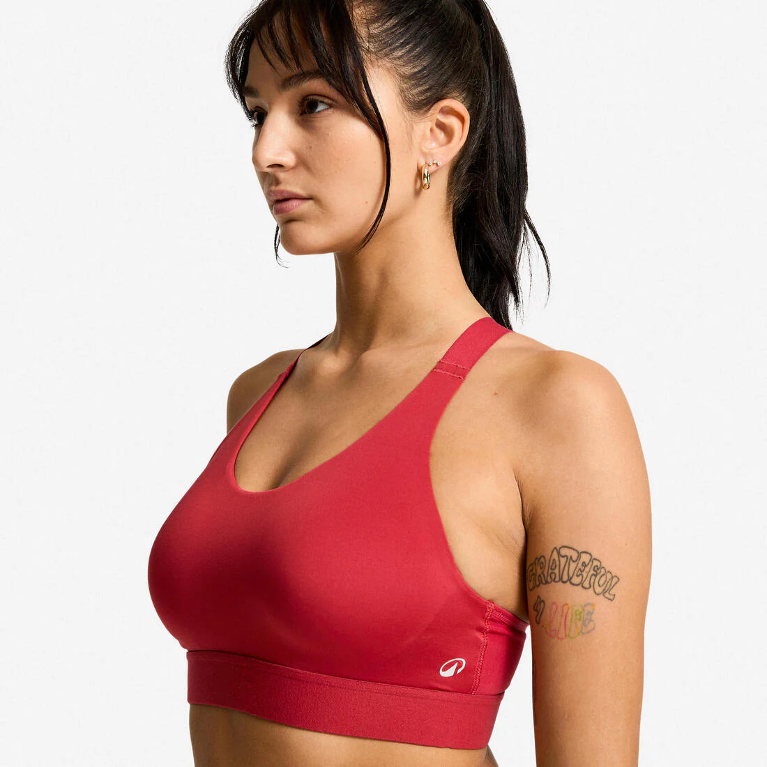 Brassiere-top de fitness de sujeción alta ajustable verde salvia para mujer - Image 8