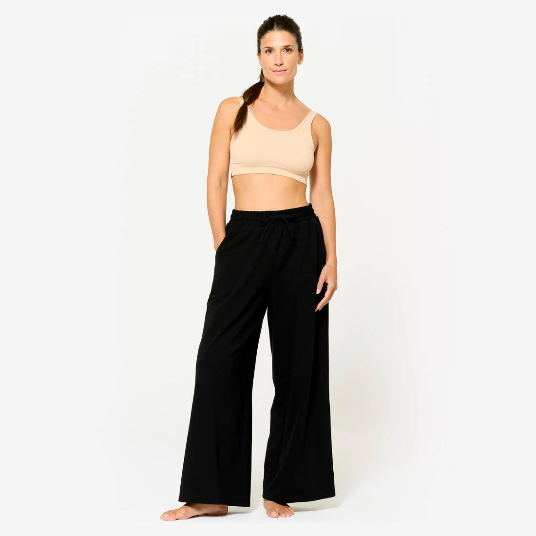 Brassiere-top de fitness de sujeción ligera beige para mujer - Image 2